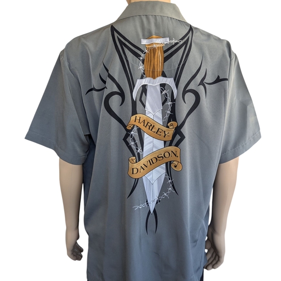 Harley-Davidson Gray Sword Graphic Men's Shirt - Picture 1 of 8